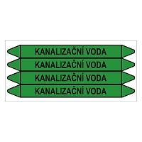 Značení potrubí, kanalizační voda,4 ks, 250 × 26 mm